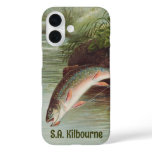 Leaping Brook Trout by S.A. Kilbourne Vintage Fish iPhone 16 Case