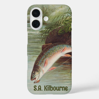 Leaping Brook Trout by S.A. Kilbourne Vintage Fish iPhone 16 Case