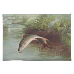 Leaping Brook Trout by S.A. Kilbourne Vintage Fish Cloth Placemat