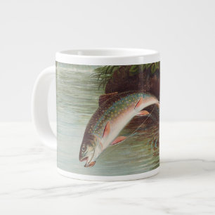 Leaping Brook Trout by S.A. Kilbourne Vintage Fish Giant Coffee Mug