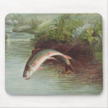 Leaping Brook Trout by S.A. Kilbourne Vintage Fish Mouse Pad