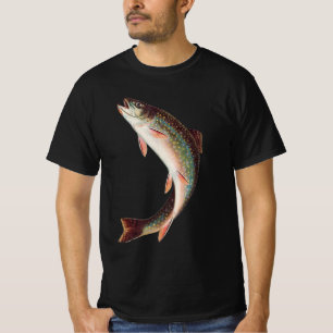 Leaping Brook Trout by S.A. Kilbourne Vintage Fish T-Shirt