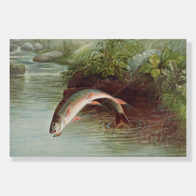 Leaping Brook Trout by Samuel Kilbourne (1874) Foam Board (Front)