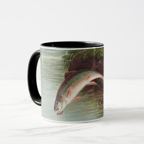 Leaping Brook Trout by Samuel Kilbourne 1874  Mug