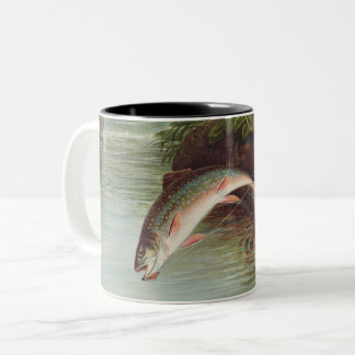 Leaping Brook Trout by Samuel Kilbourne (1874) Two-Tone Coffee Mug