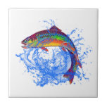 Leaping Brook Trout    Ceramic Tile<br><div class="desc">Please visit my store for more interesting design and more color choice => zazzle.com/colorfulworld*</div>
