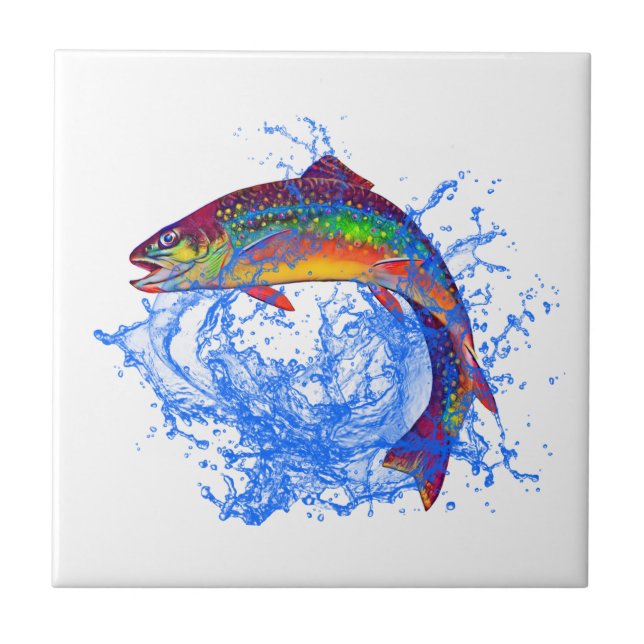 Leaping Brook Trout    Ceramic Tile (Front)