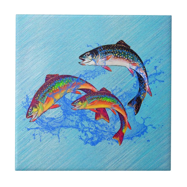 Leaping Brook Trout    Ceramic Tile (Front)
