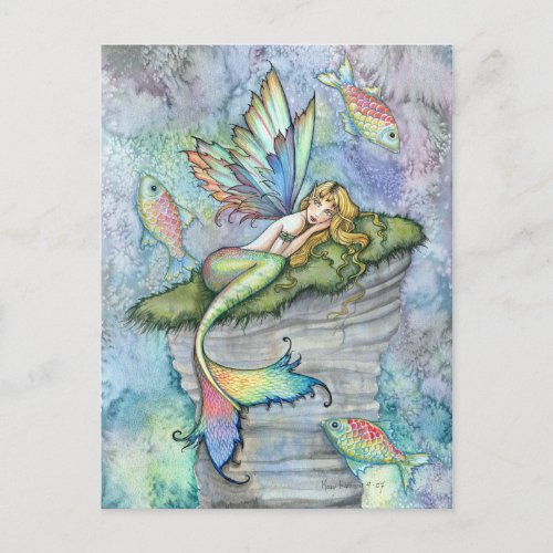 Leaping Carp Mermaid and Fish Postcard