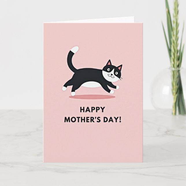 Leaping Cat Mothers Day Card (Front)