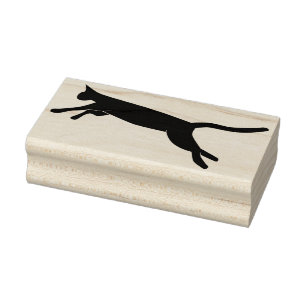 leaping cat silhouette art stamp