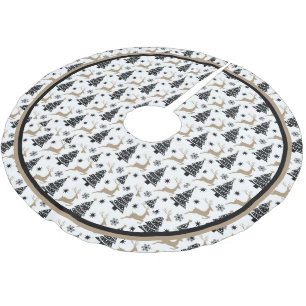 Leaping Deer Black & White Theme Cute Brushed Polyester Tree Skirt