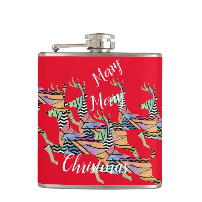 Leaping Deer Christmas  Flask (Front)