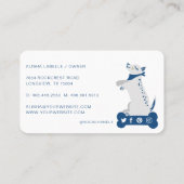 Leaping Dog Floral Botanical Navy Pet Services Business Card (Back)