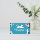 Leaping Dog Floral Pet Care Services Blue Appointment Card (Standing Front)