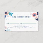 Leaping Dog Floral Pet Care Services Blue Appointment Card (Back)
