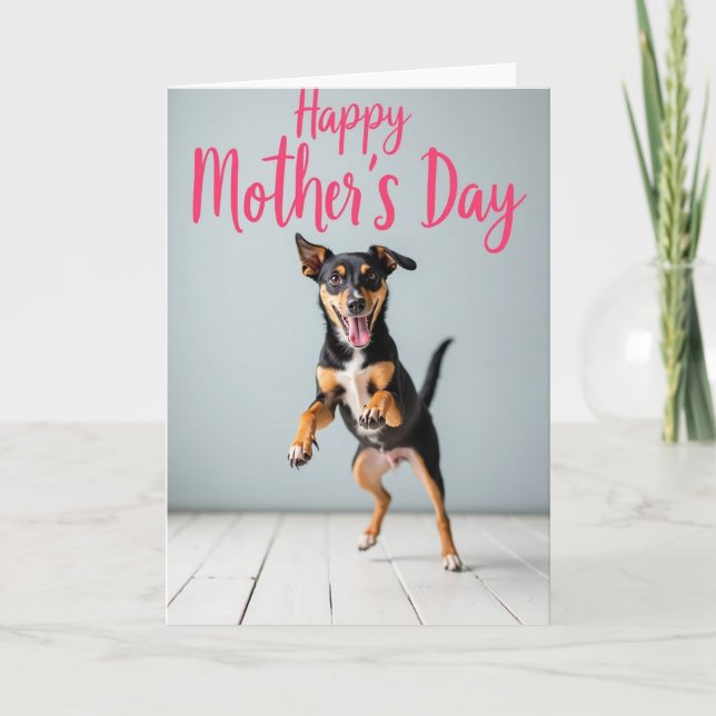 Leaping Dog Mothers Day Card (Front)