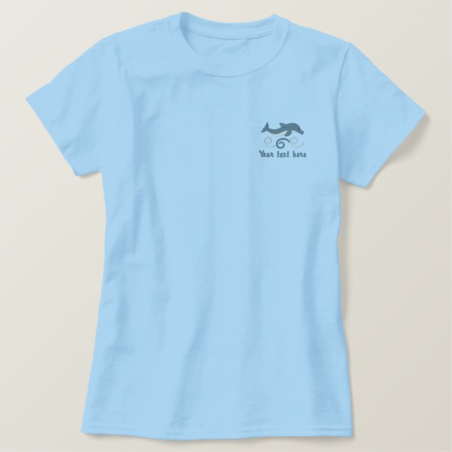 Leaping Dolphin Embroidered Shirt (Design Front)