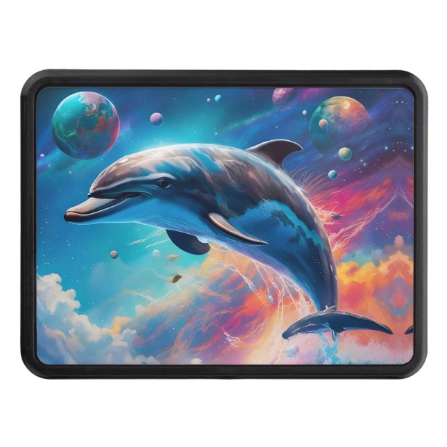 Leaping Dolphin, Fantasy, planets  Hitch Cover (Front)