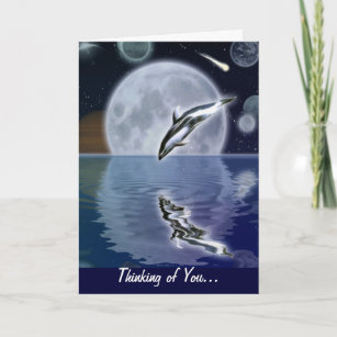 LEAPING DOLPHIN Fantasy Thinking of You Card
