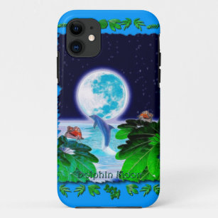 Leaping Dolphin & Moon Marine Art Cell Phone Case