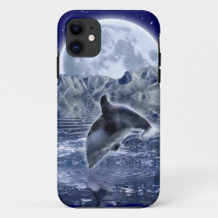Leaping Dolphin & Moon Marine-life Cell Phone Case