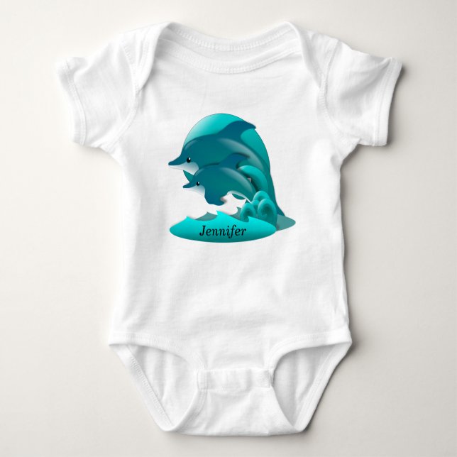 Leaping Dolphins Baby Bodysuit (Front)