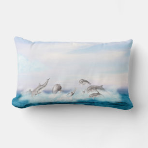 Leaping Dolphins Lumbar Pillow