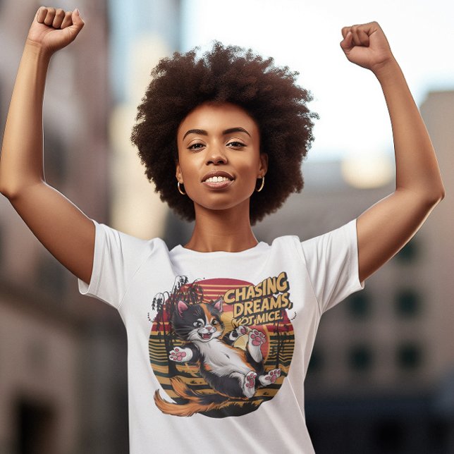 Leaping Feline Elegance Chasing dreams not mice T-Shirt (Creator Uploaded)