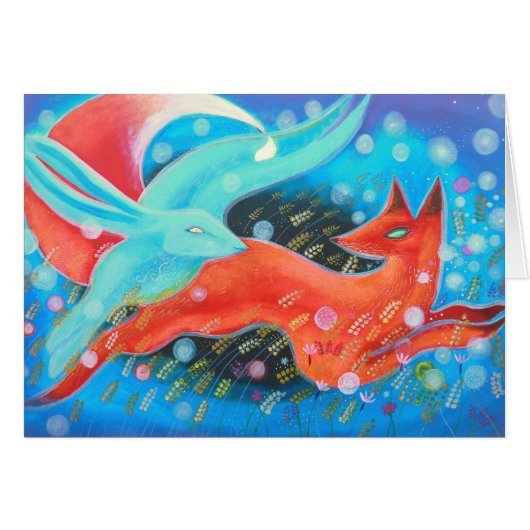 Leaping Fox with Hare. Cards (Front Horizontal)