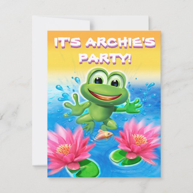Leaping frog birthday custom party invitation (Front)