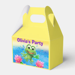 Leaping Frog birthday party gable favor box. Yello Favor Boxes