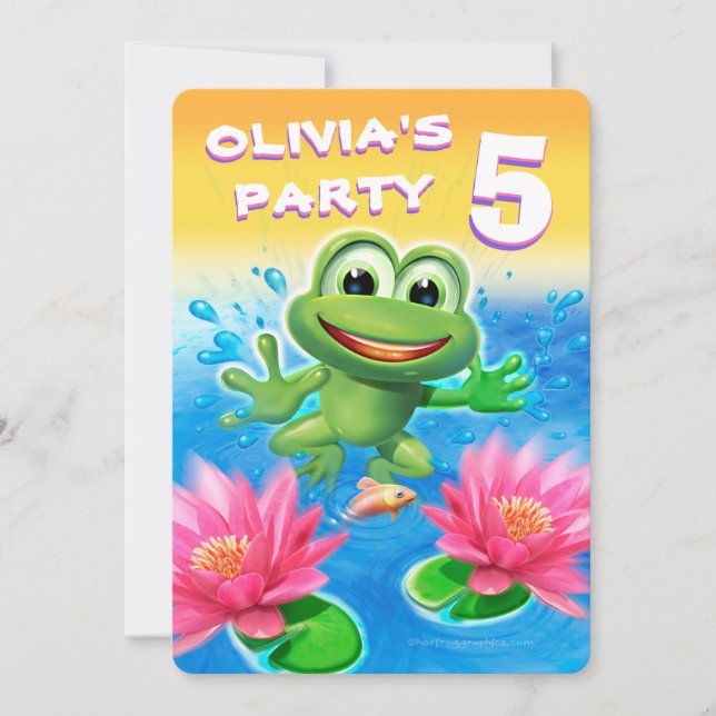 Leaping frog customiseable fun birthday invitation (Front)