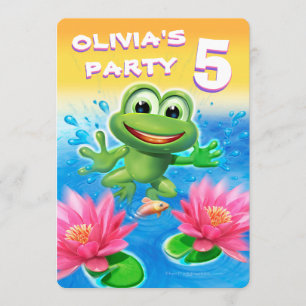 Leaping frog customiseable fun birthday invitation