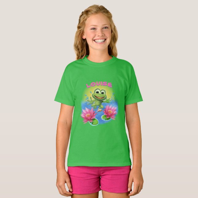 Leaping Frog girl's T shirt birthday (Front Full)