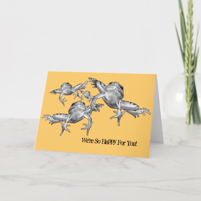 Leaping Frogs: So Happy For You: Congrats: Pencil Card (Front)