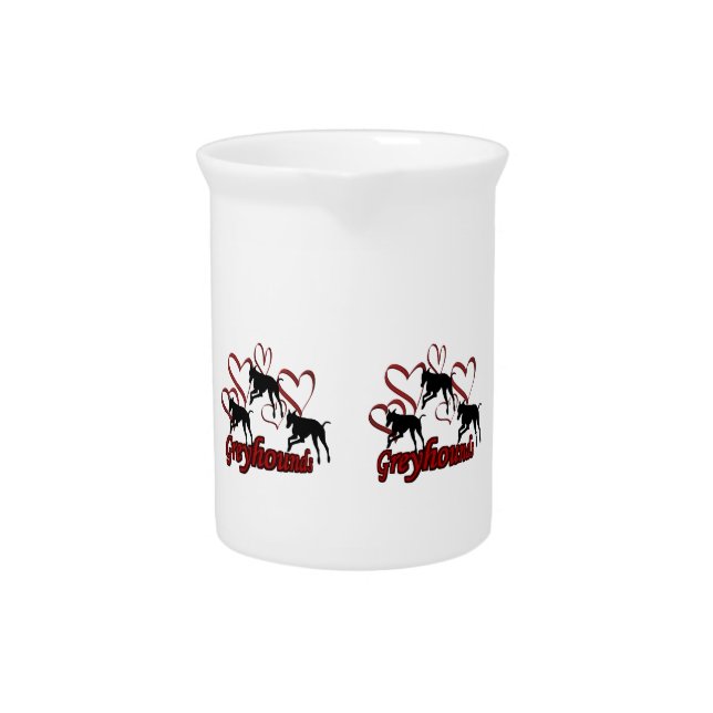 Leaping Greyhounds Red Hearts Pitchers (Front)