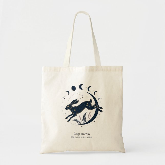 Leaping Hare Moon Phase Star Chart Tote Bag (Front)