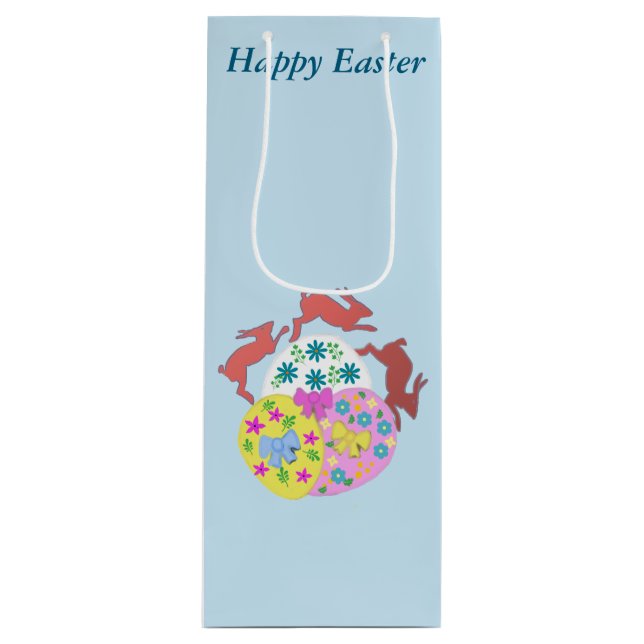 Leaping Hares editable Easter Wine Gift Bag (Front)