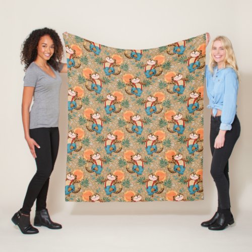 Leaping Jungle safari  Leopard  Fleece Blanket