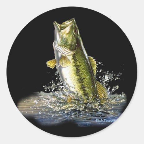 Leaping largemouth bass classic round sticker