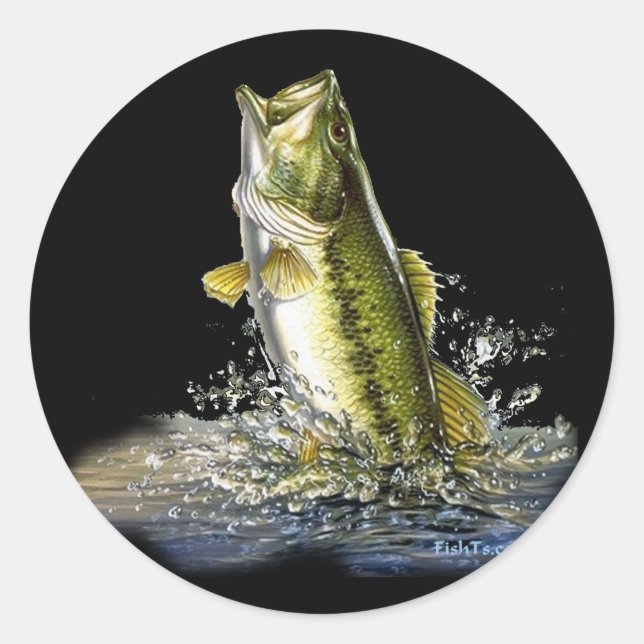 Leaping largemouth bass classic round sticker (Front)