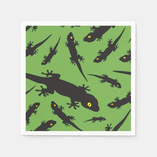 Leaping Lizard Reptile Bright Green Gecko Napkins