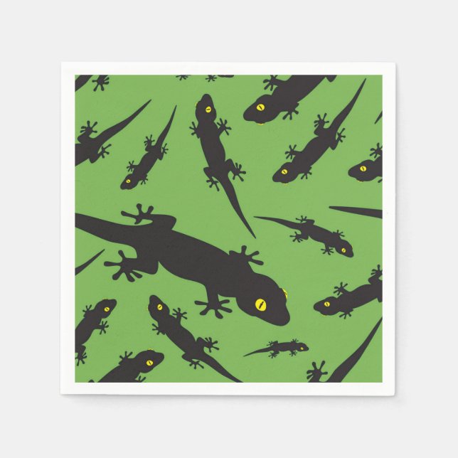 Leaping Lizard Reptile Bright Green Gecko Napkins (Front)