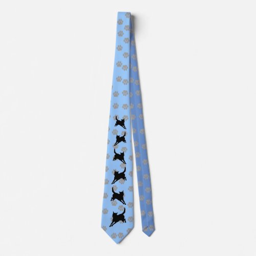 Leaping Malinois Dog Silhouette Neck Tie