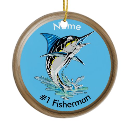 Leaping Marlin #1 Fisherman Ceramic Ornament