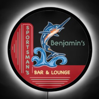 Leaping Marlin 60's Retro Neon Look Personalized