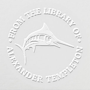 Leaping Marlin Nautical Ocean Library Book Name Embosser