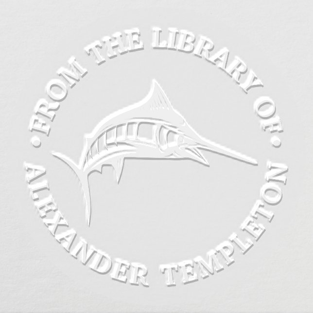 Leaping Marlin Nautical Ocean Library Book Name Embosser (Design)