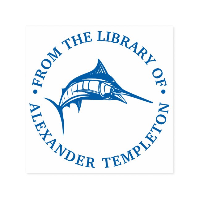 Leaping Marlin Nautical Ocean Library Book Name Self-inking Stamp (Design)